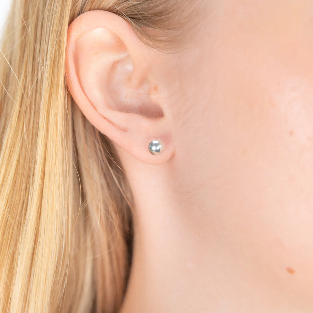 Sterling Silver 6mm Plain Ball Stud Earrings - Image 3