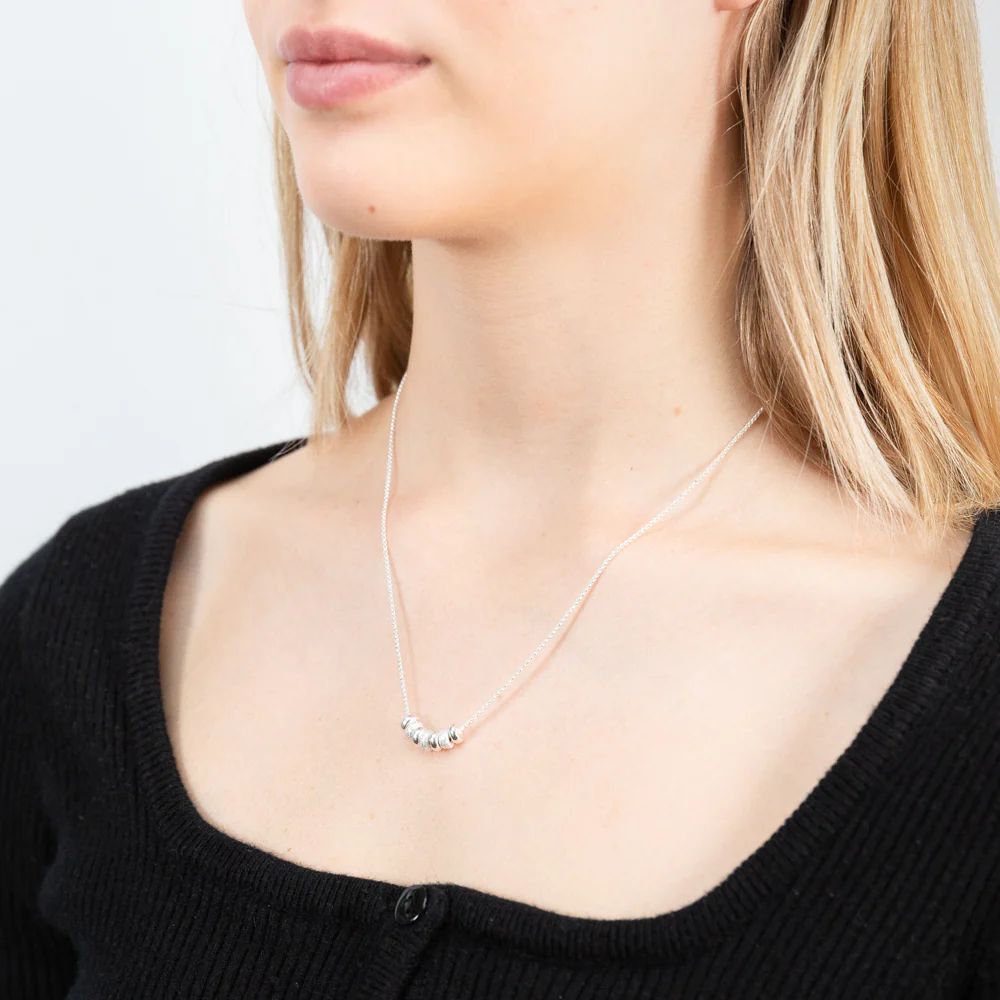 Sterling Silver 7 Rings of Luck Pendant Chain 45cm - Image 3