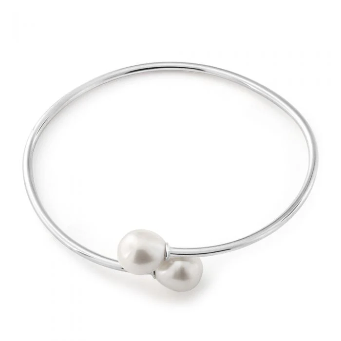 Sterling Silver 8-10mm Freshwater Pearl Bangle - Image 2