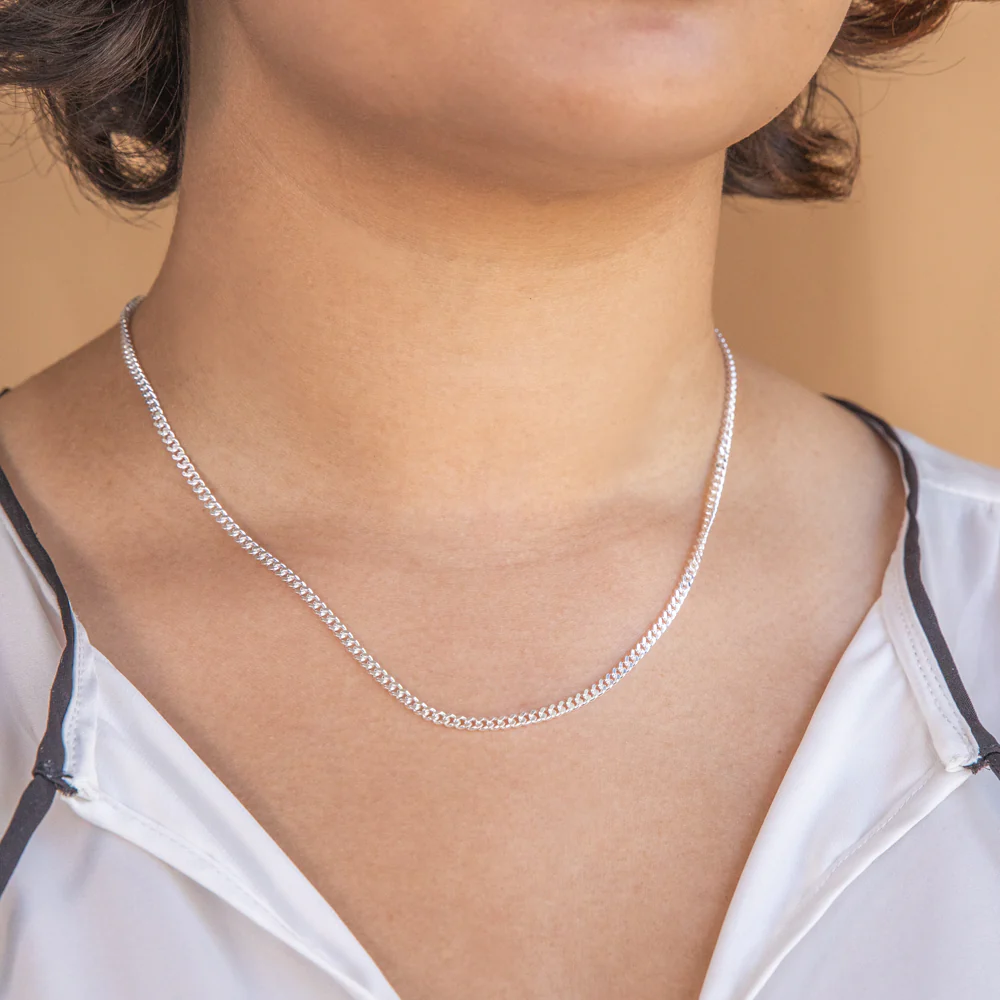 Sterling Silver 80 Gauge Diamond Cut 45cm Curb Chain - Image 2