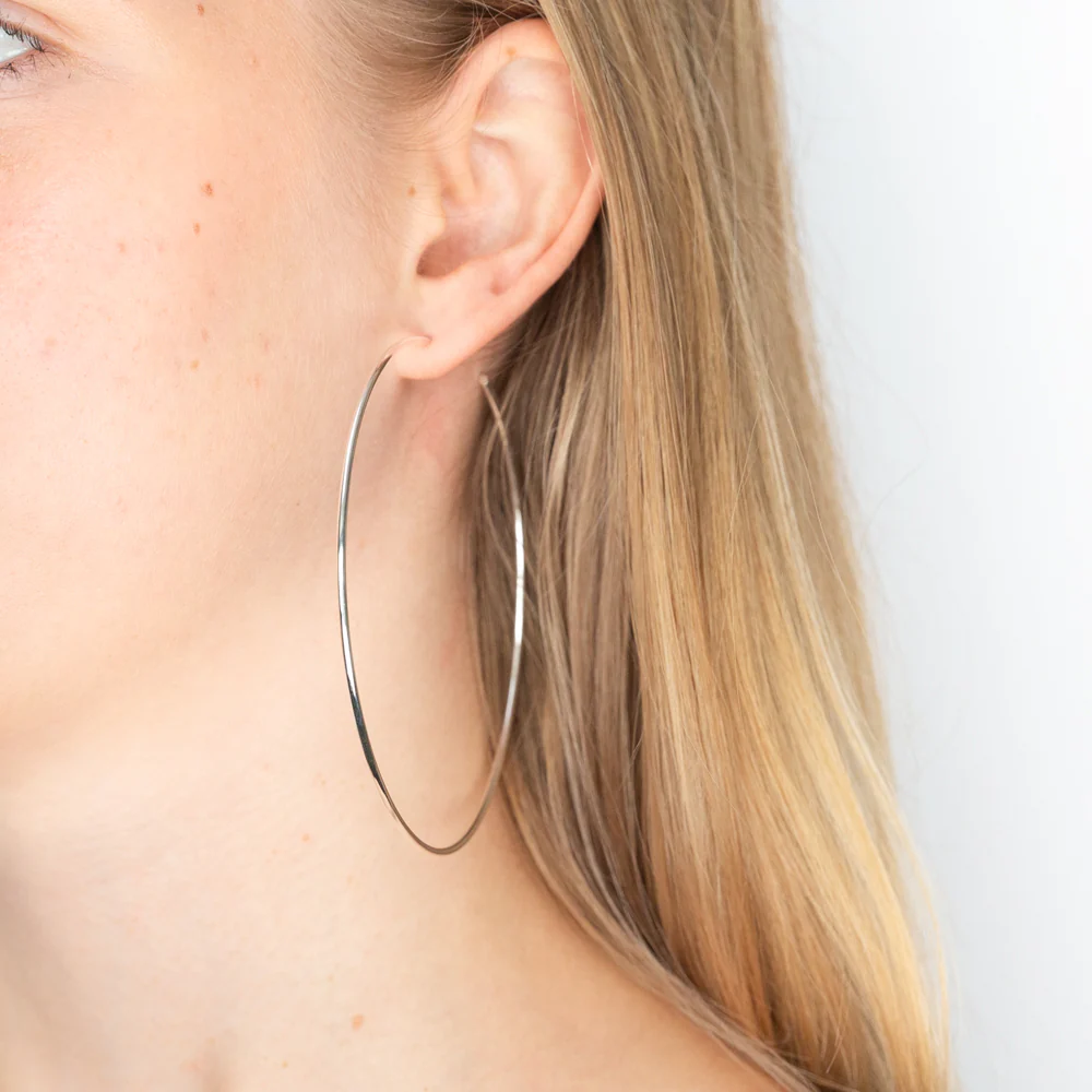 Sterling Silver 80mm Stud Back Hoops - Image 2