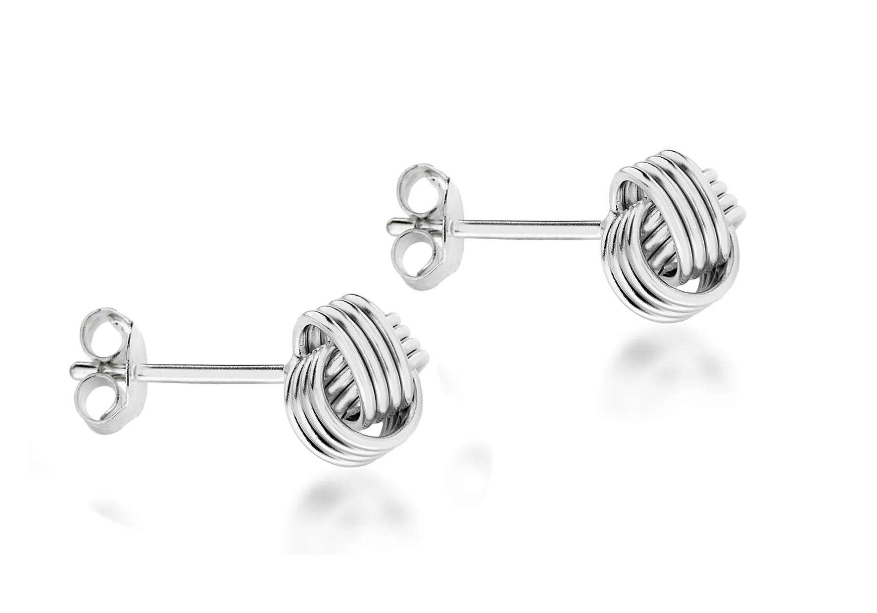 Sterling Silver 8mm Knot Stud Earrings - Image 3
