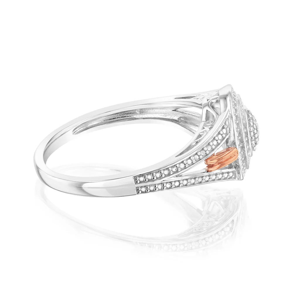 Sterling Silver & 9ct Yellow Gold Diamond Ring with 19 Brilliant Cut Diamonds - Image 2