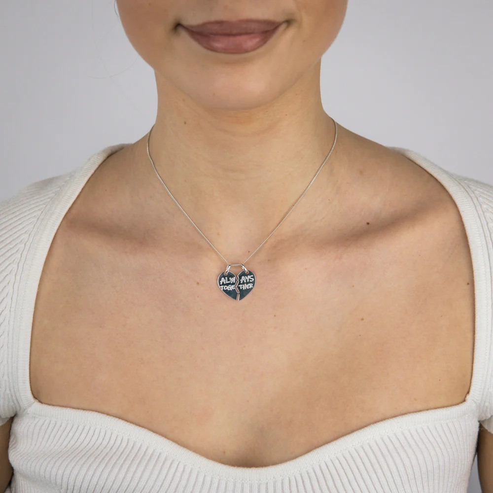 Sterling Silver Always Together Split Heart Pendant - Image 2