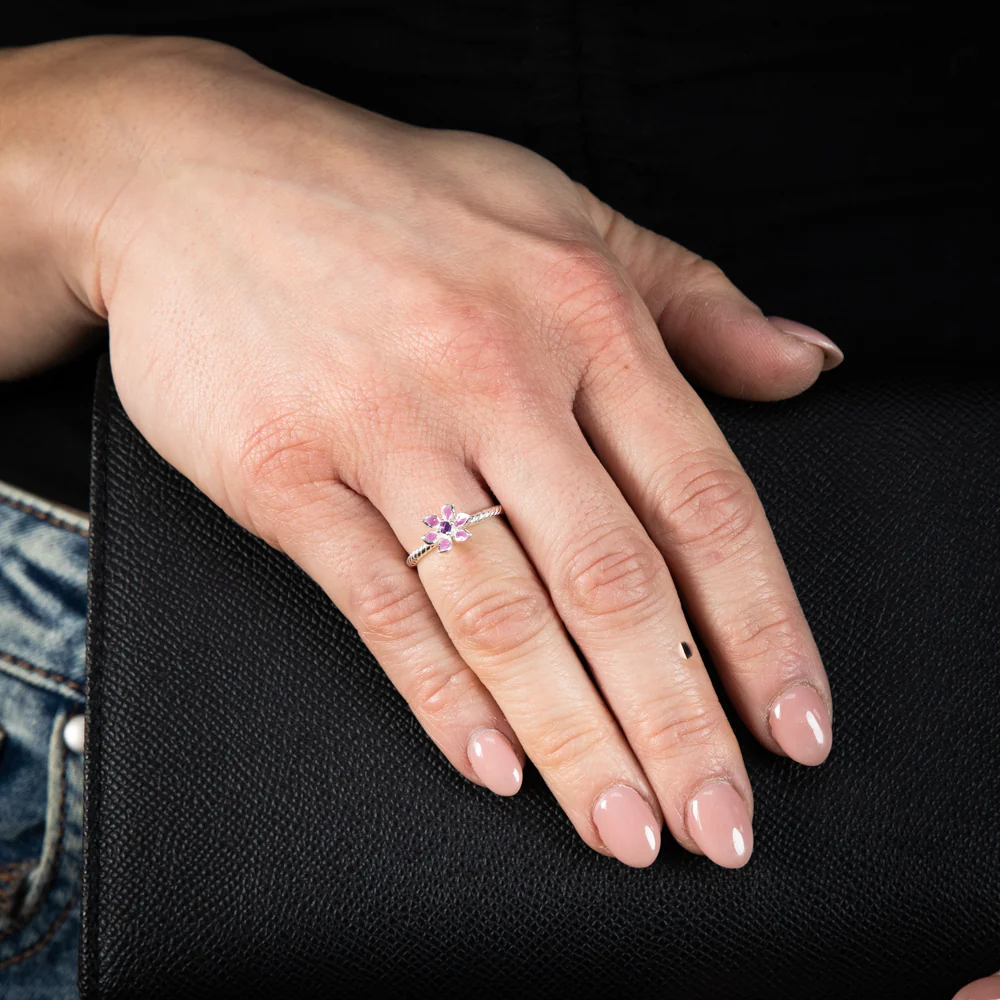 Sterling Silver Amethyst Flower Ring - Image 2