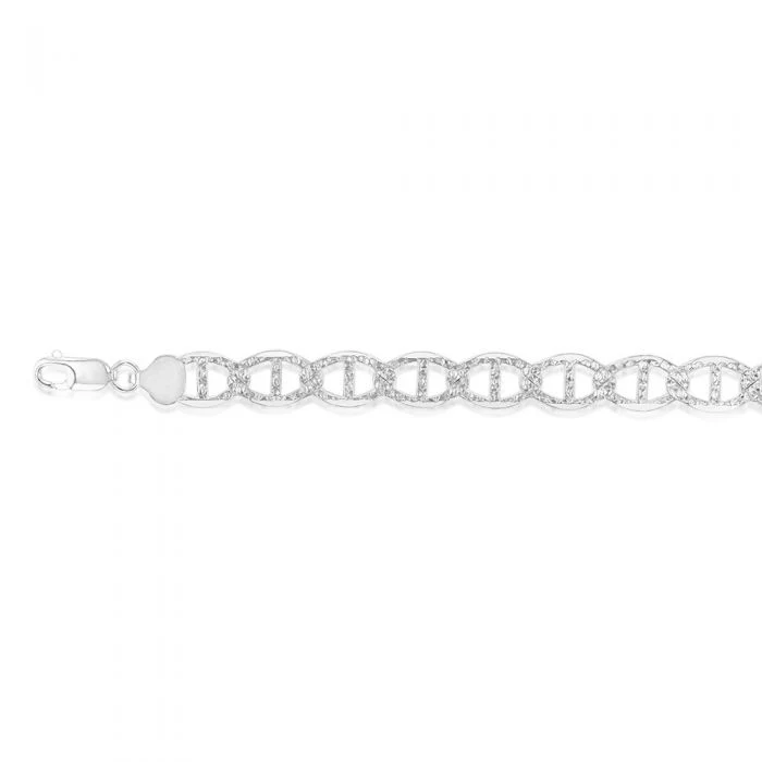 Sterling Silver Anchor Patterned 210 Gauge 19cm Bracelet - Image 2