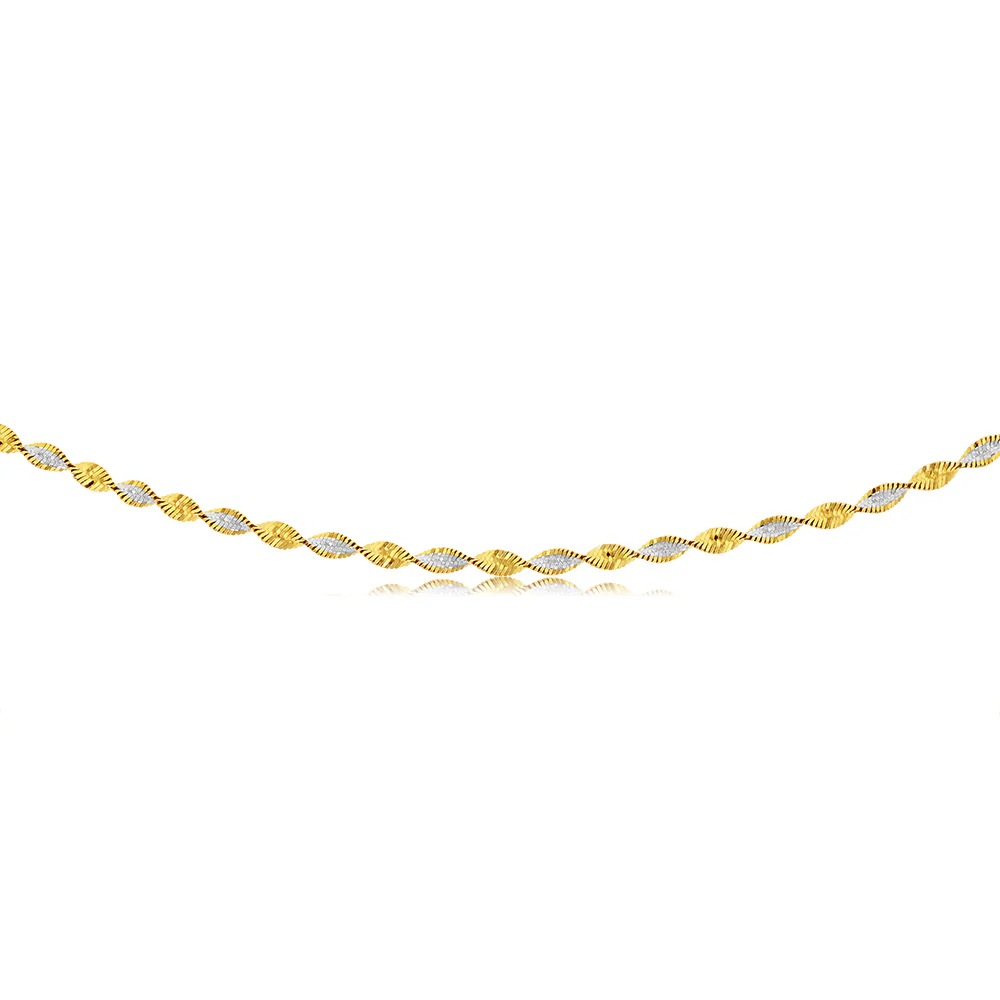 Sterling Silver And Gold Plated Two Tone Twisted Herringbone 45cm Chain - Image 2
