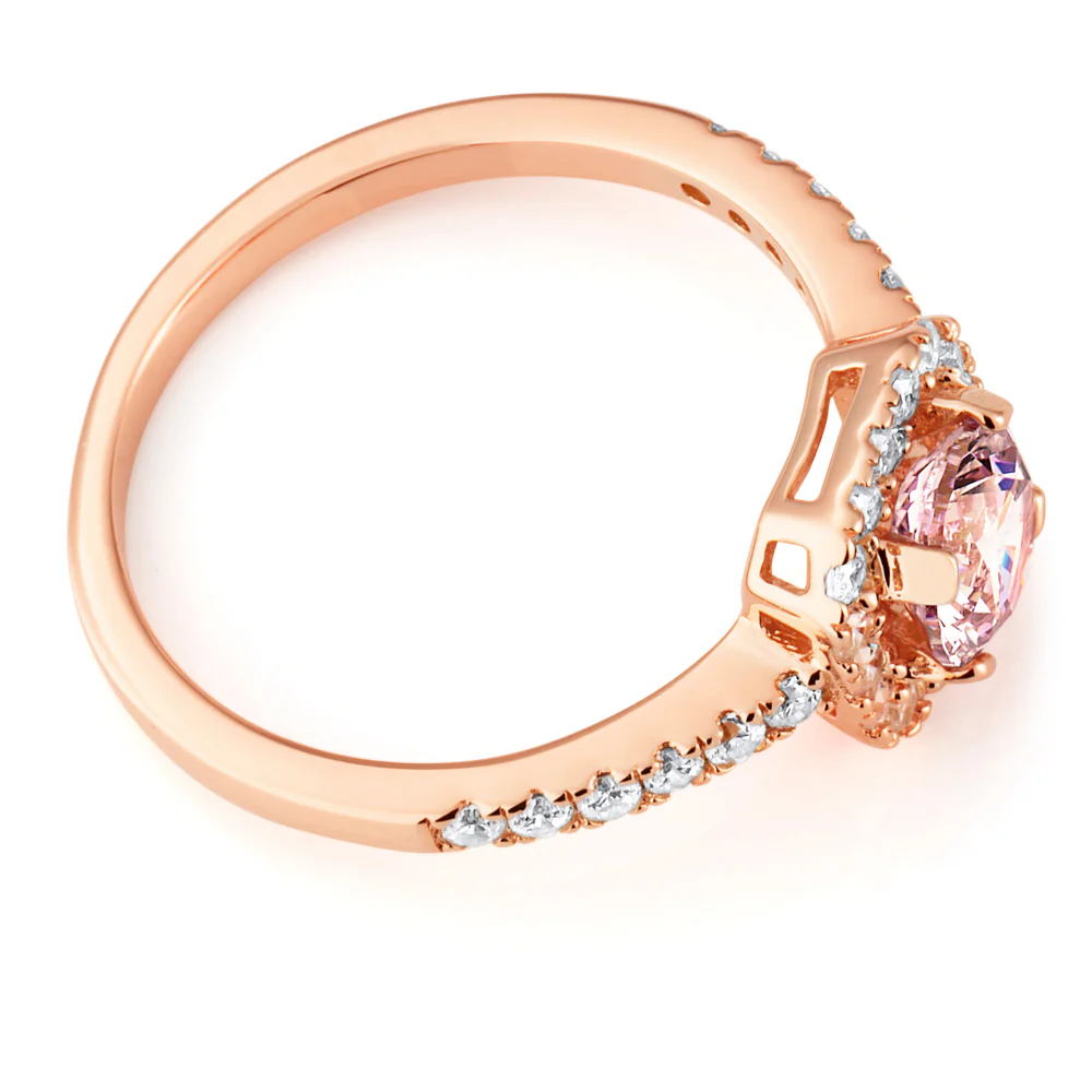 Sterling Silver and Rose Gold Plated Zirconia Ring   *No Resize* - Image 2