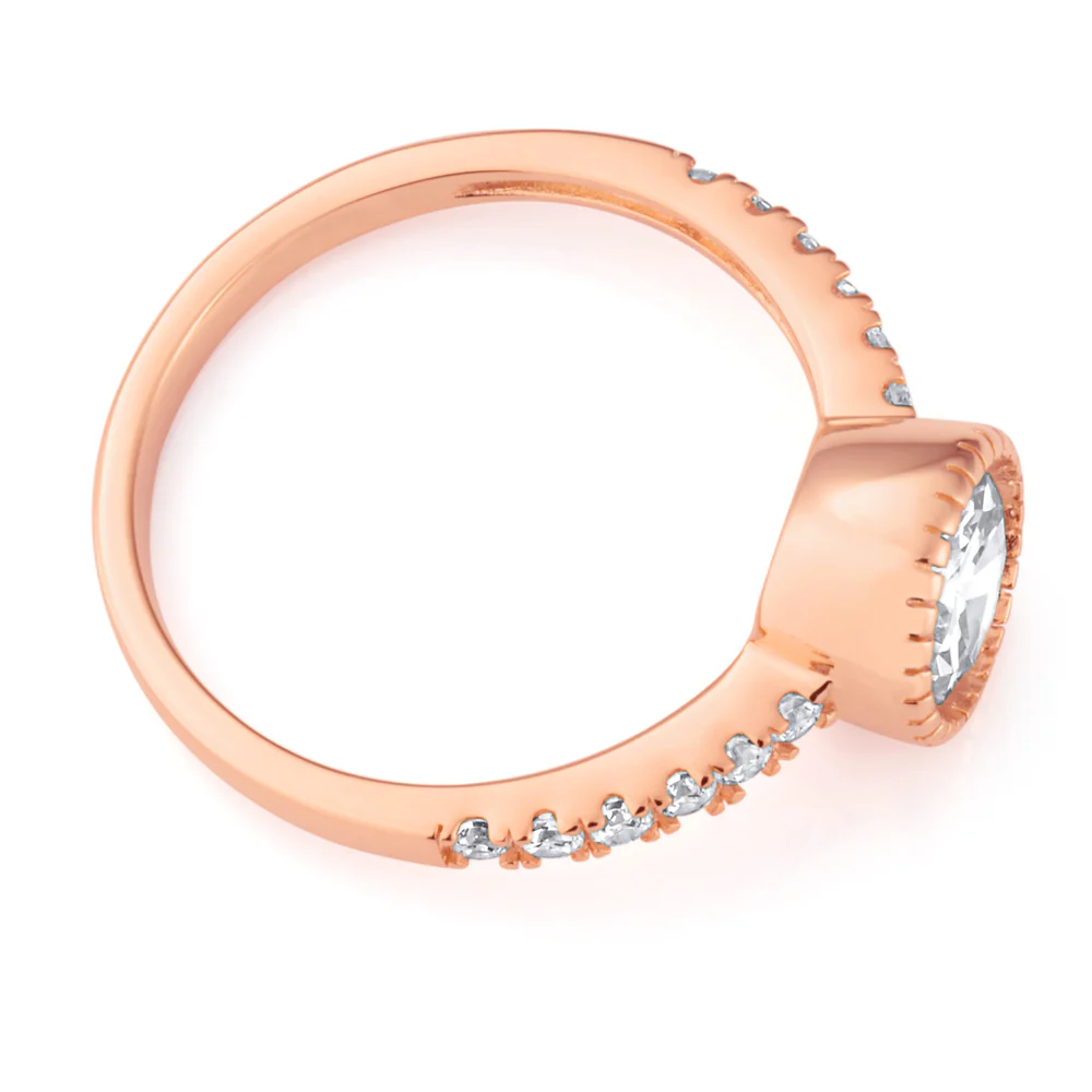 Sterling Silver and Rose Gold Plated Zirconia Ring *No Resize - Image 2