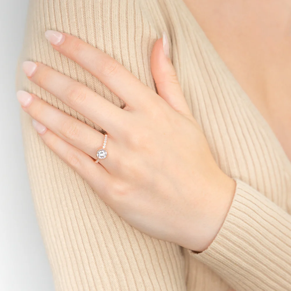 Sterling Silver and Rose Gold Plated Zirconia Ring *No Resize - Image 3