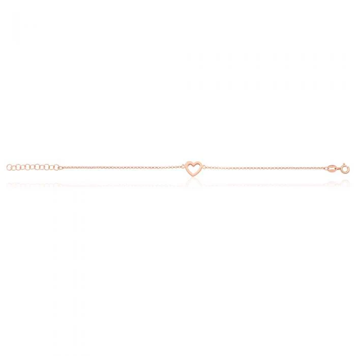 Sterling Silver and Rose Plated 18cm Heart Bracelet - Image 2