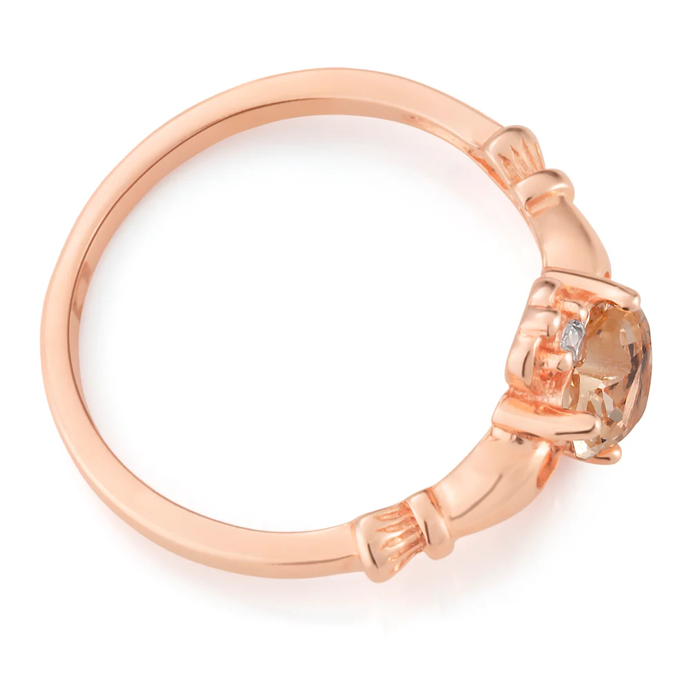 Sterling Silver and Rose Plated Crystal and Zirconia Claddagh Ring  *No Resize* - Image 2