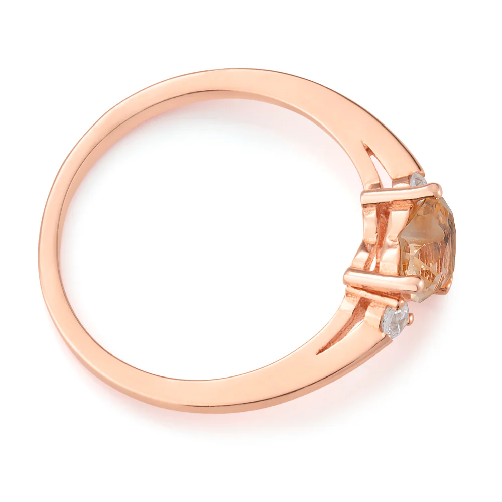 Sterling Silver and Rose Plated Crystal and Zirconia Heart Ring  *No Resize* - Image 2