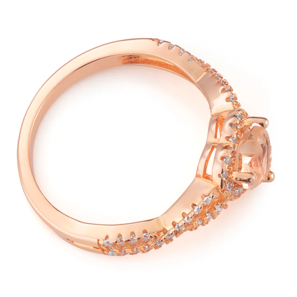 Sterling Silver and Rose Plated Heart Crystal and Zirconia Ring  *No Resize* - Image 2