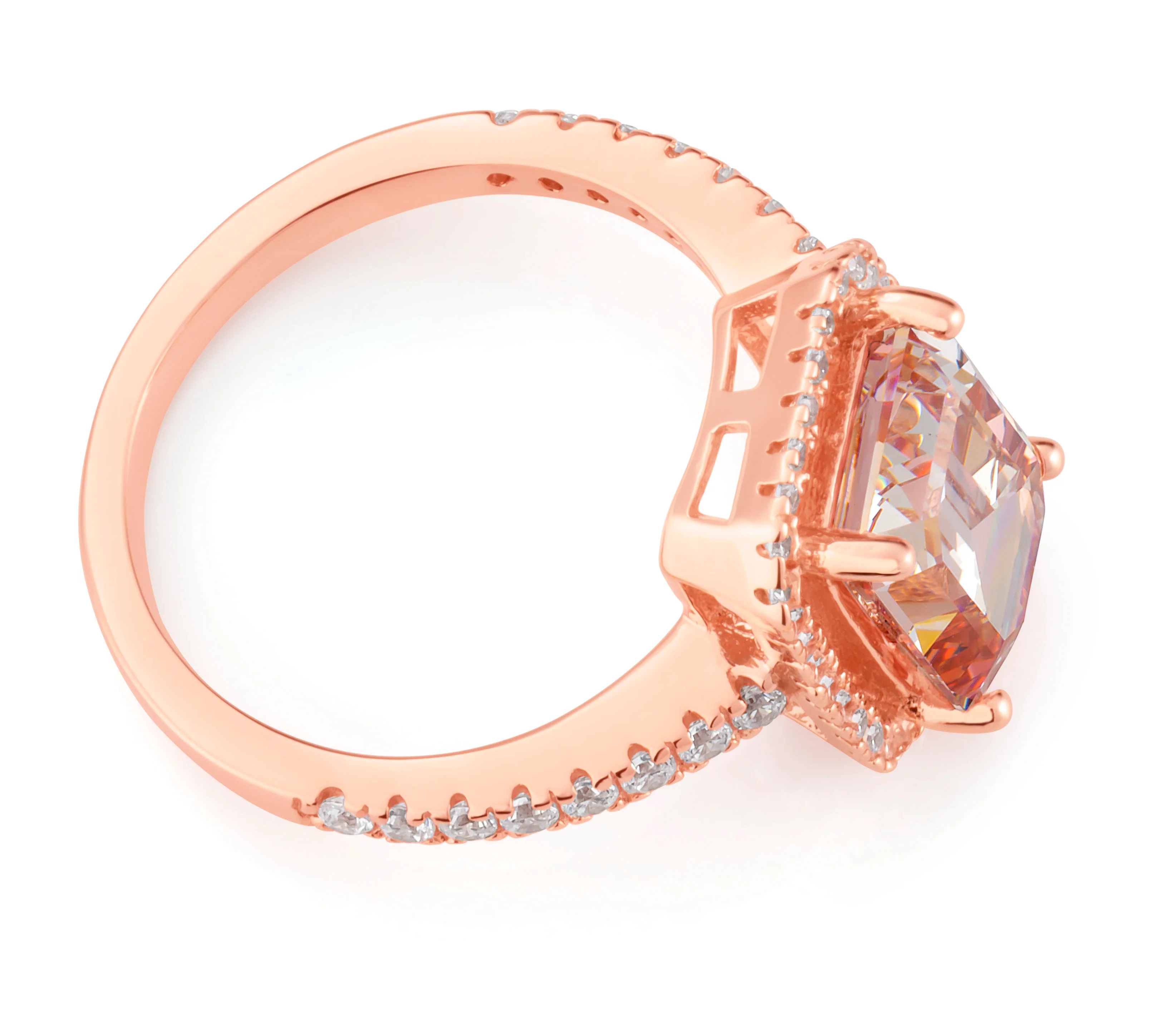 Sterling Silver and Rose Plated Zirconia Ring  *NO RESIZE* - Image 2