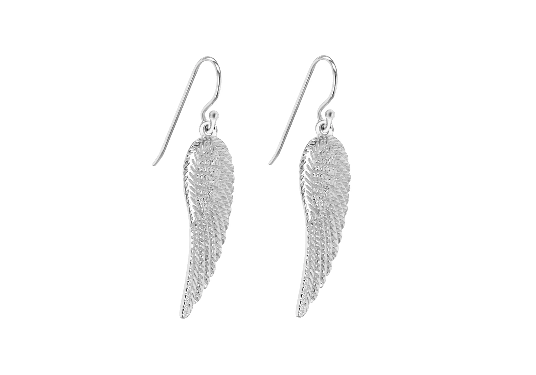 Sterling Silver Angel Wing Drop Earrings - Image 2