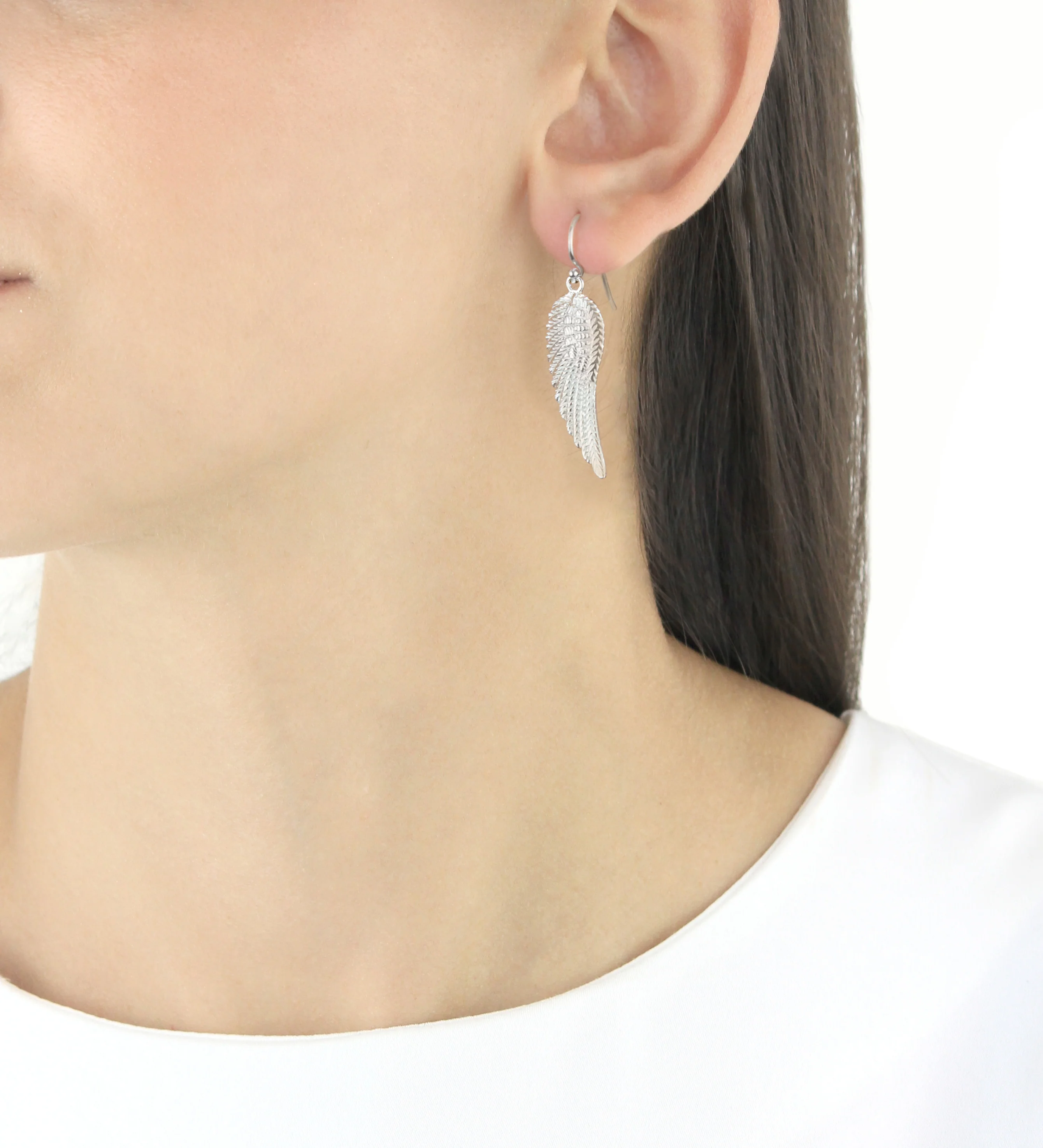 Sterling Silver Angel Wing Drop Earrings - Image 4