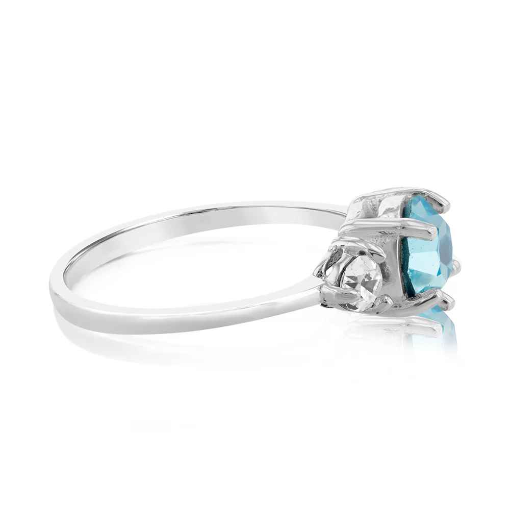 Sterling Silver Aqua Bohemica And White Crystal Ring - Image 2