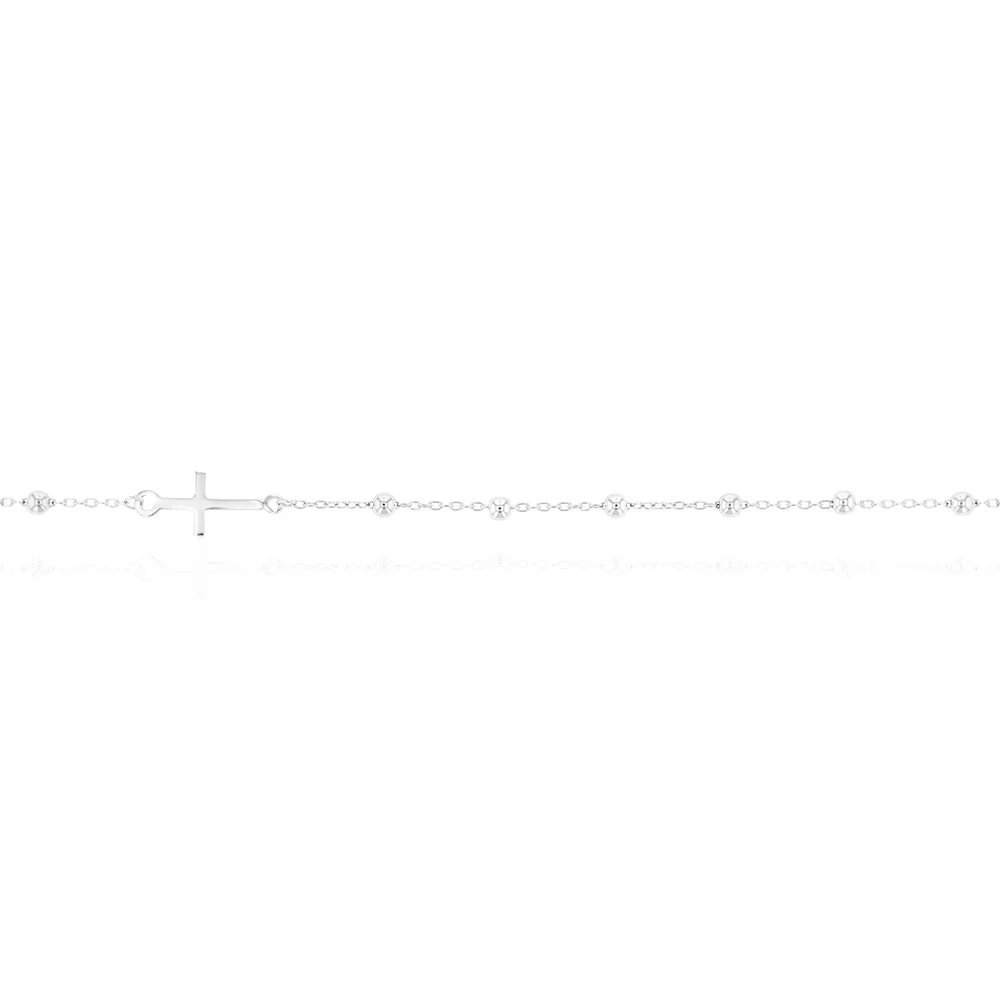 Sterling Silver Bead and Cross 19cm BR SS - Image 2