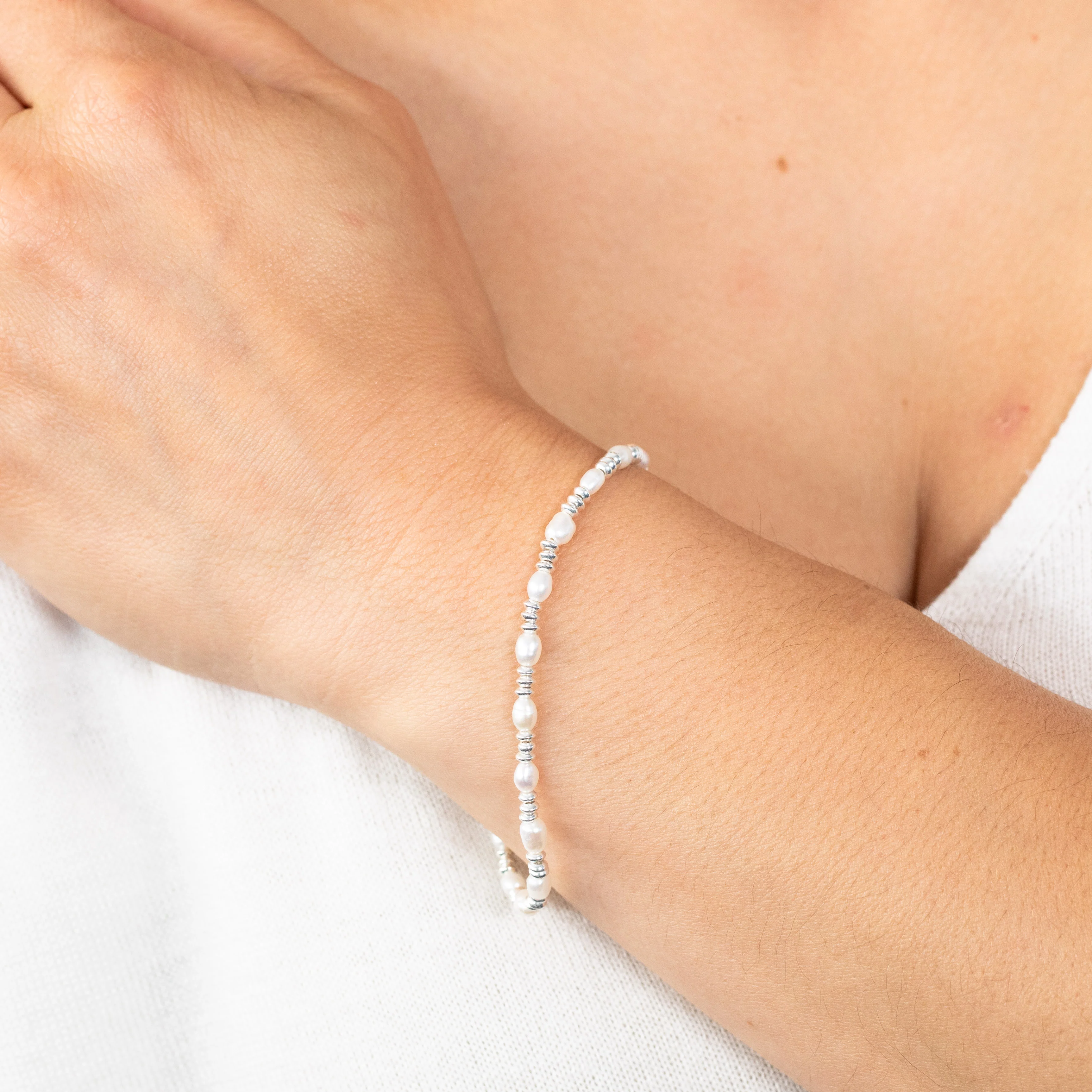 Sterling Silver Beads And Fresh Water Pearls 17+3cm Bracelets - Image 3
