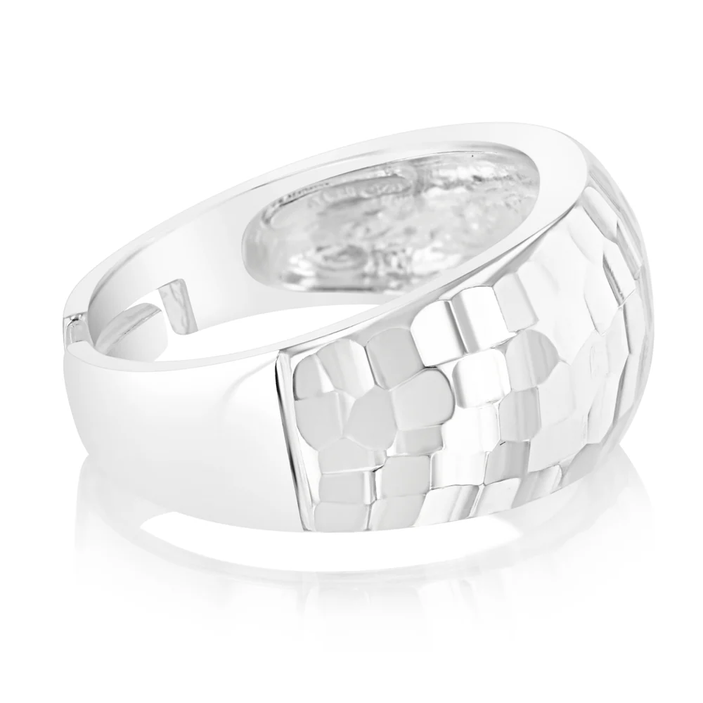 Sterling Silver Beaten Patterned Open Ring - Image 2
