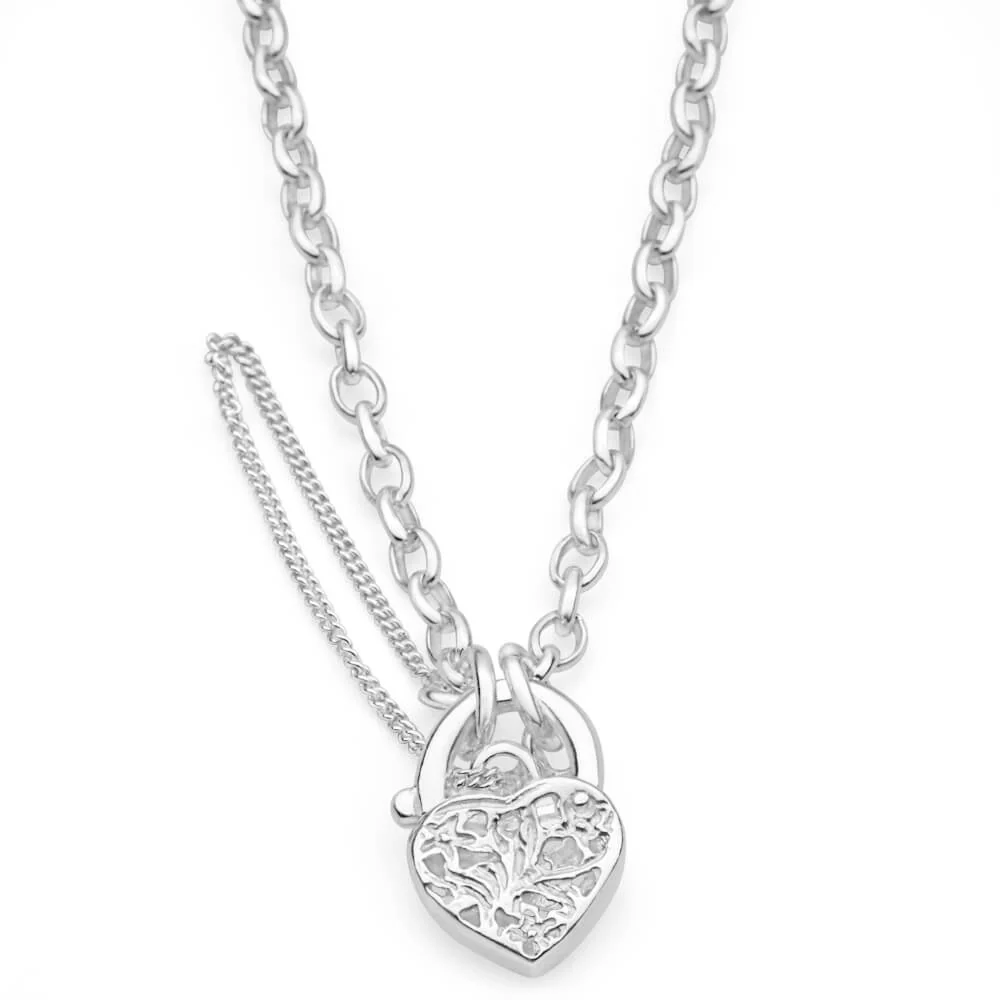 Sterling Silver Belcher Filigree Heart 19cm Bracelet - Image 2