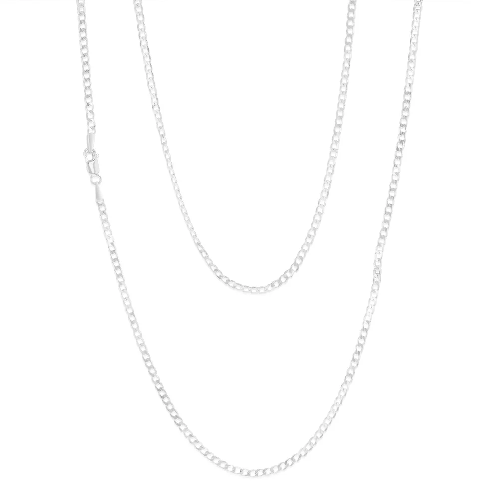 Sterling Silver Beveled 60 Gauge Curb 55cm Chain - Image 3