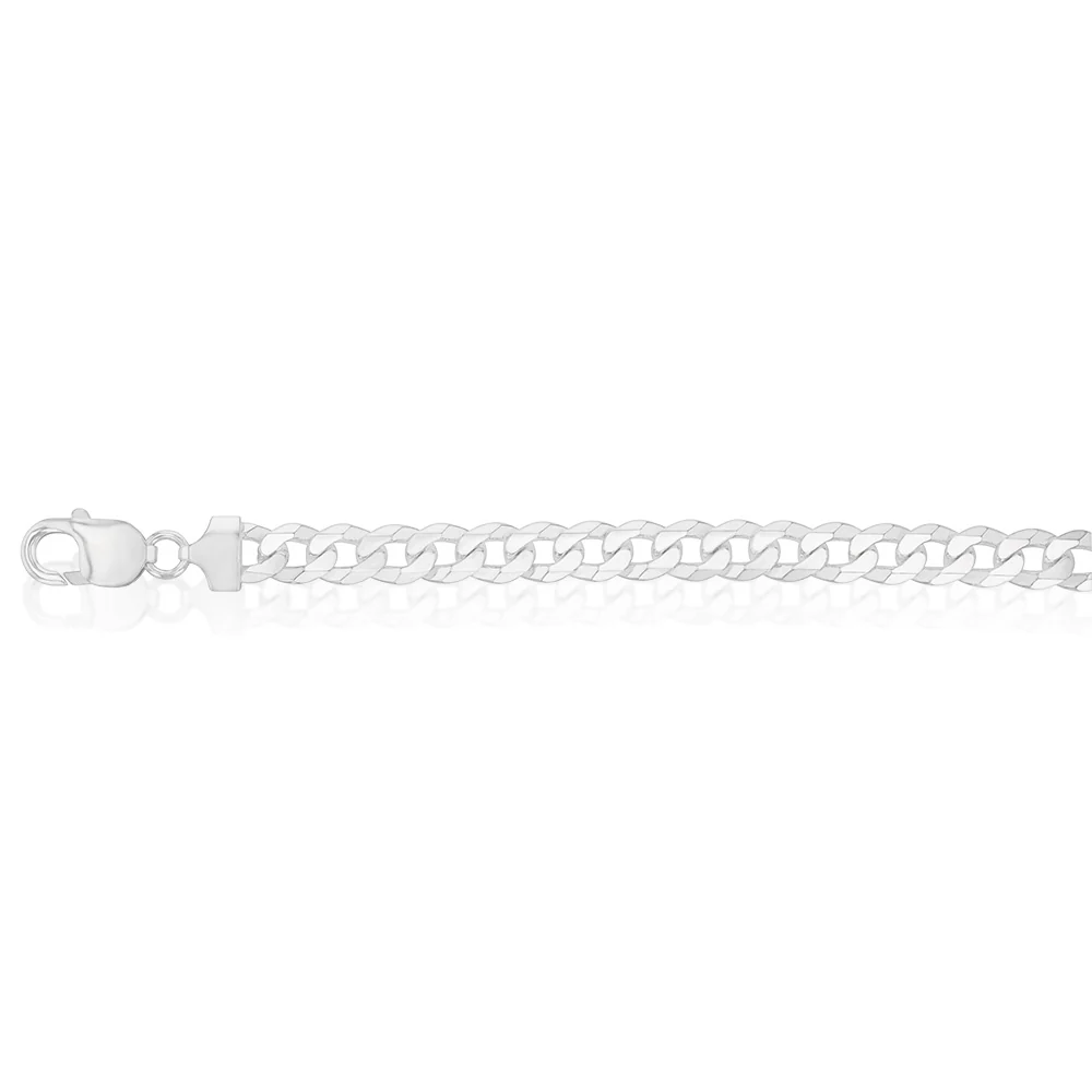 Sterling Silver Beveled Curb 200Gauge 21cm Bracelet - Image 2
