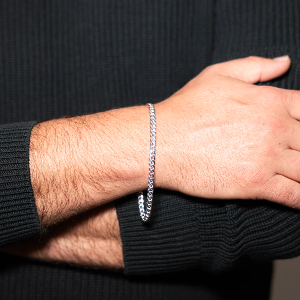 Sterling Silver Beveled Curb 21cm Bracelet - Image 2