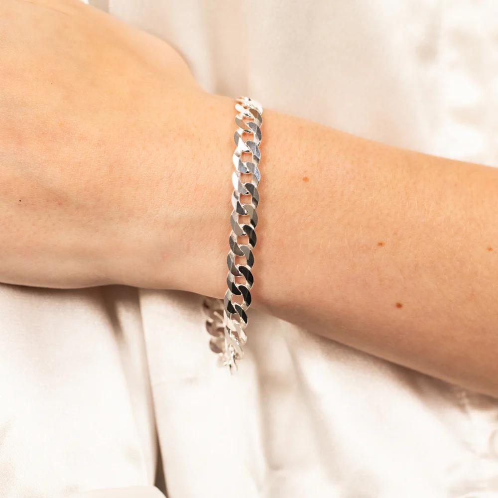 Sterling Silver Beveled Curb 21cm Bracelet - Image 3
