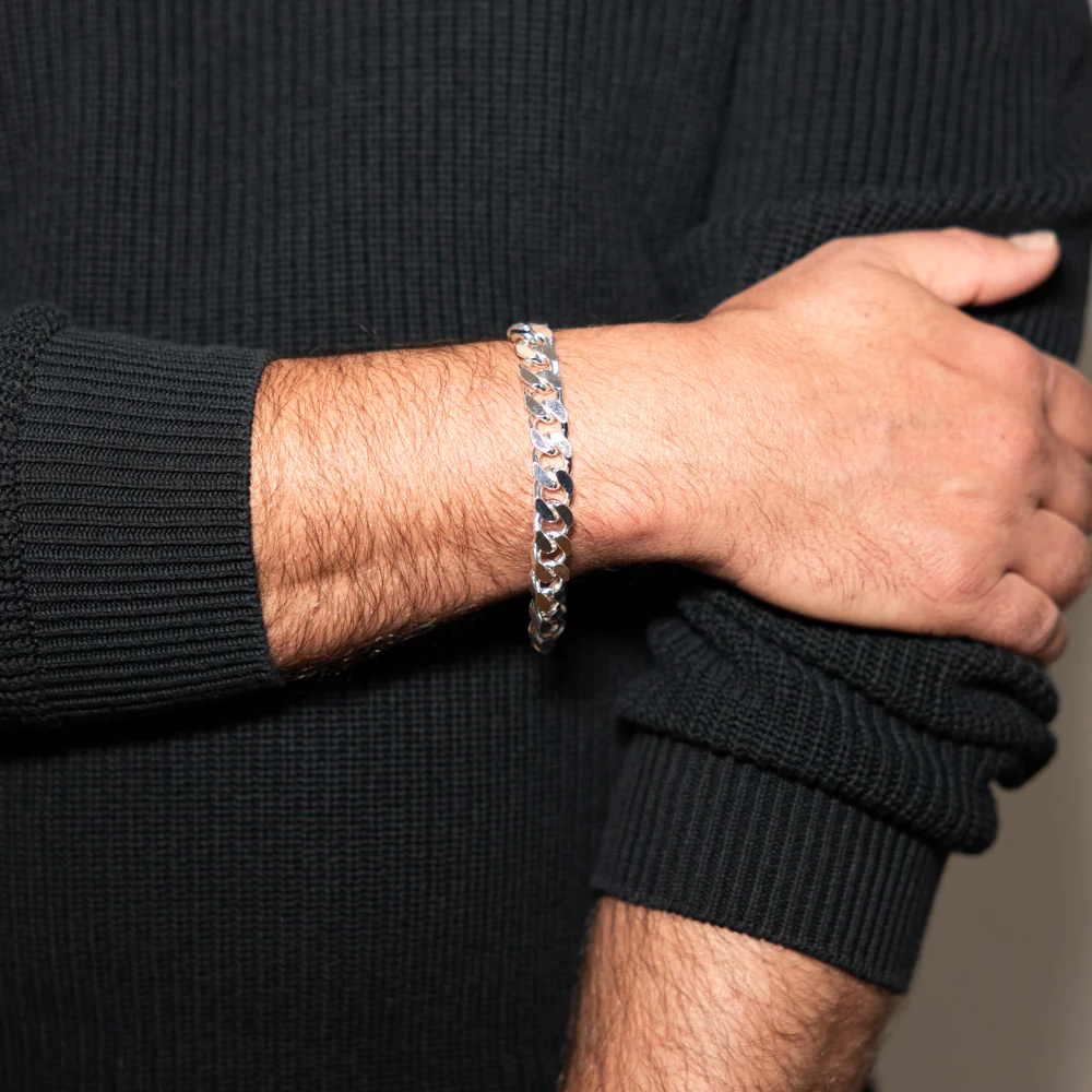 Sterling Silver Beveled Curb 300Gauge 21cm Bracelet - Image 3