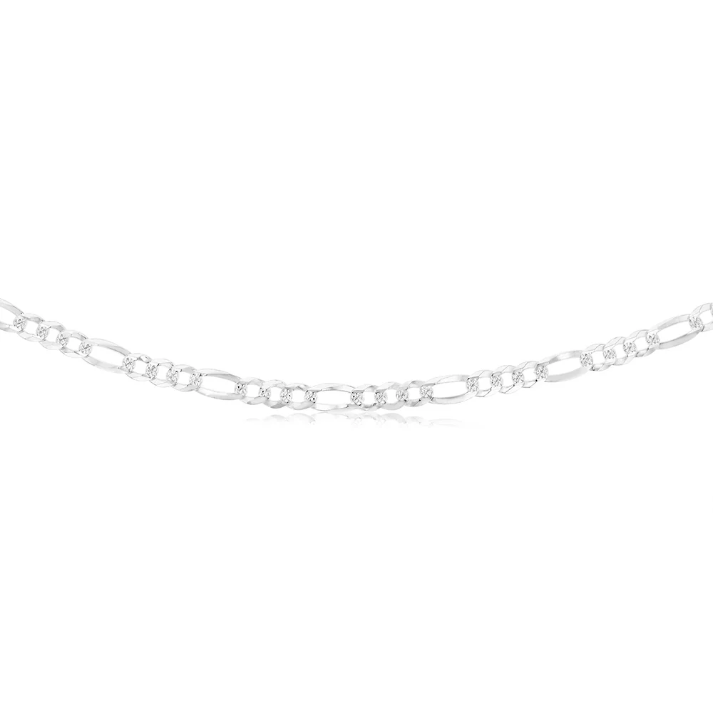Sterling Silver Beveled Fancy 1:3 Figaro 140 Gauge 50cm Chain - Image 2