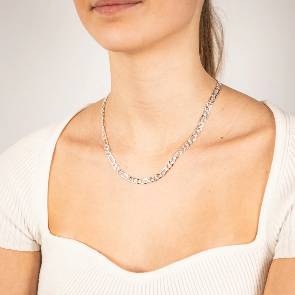 Sterling Silver Beveled Fancy 1:3 Figaro 160 Gauge 45cm Chain - Image 3