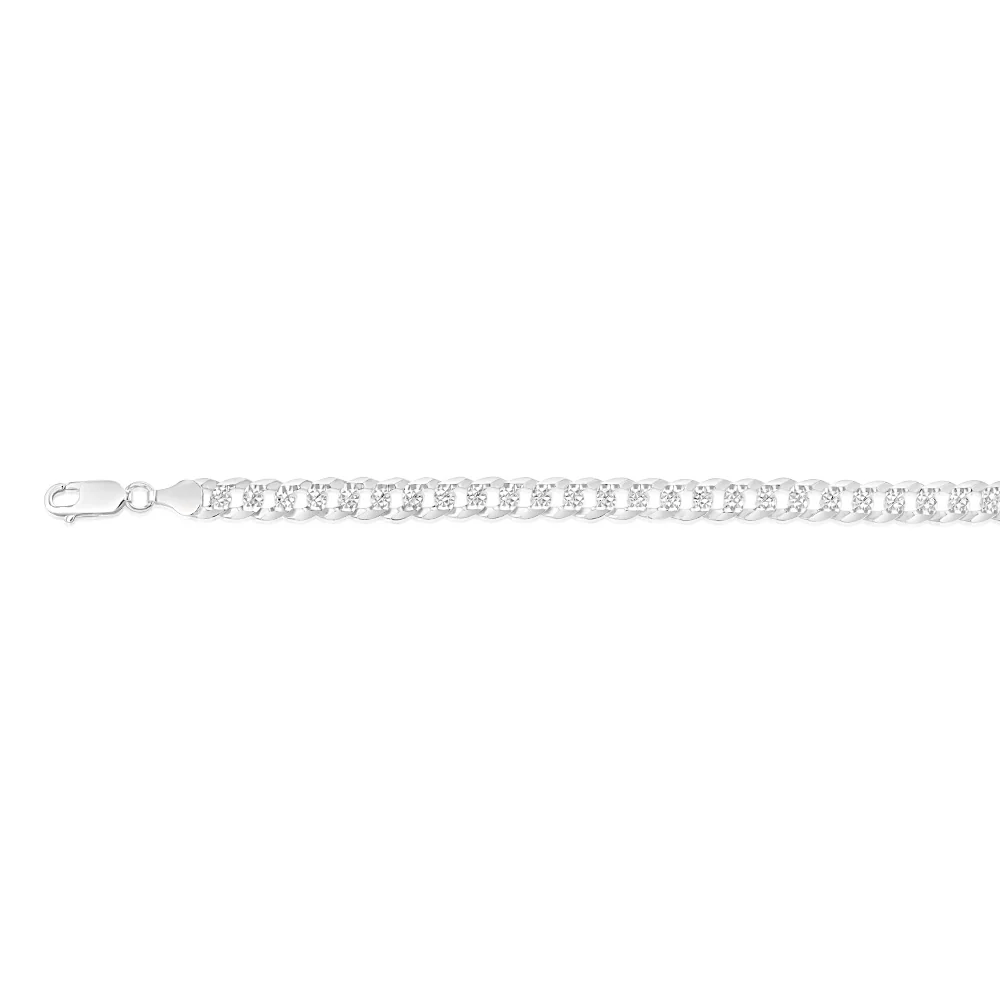 Sterling Silver Beveled Fancy Curb 160 Gauge 19cm Bracelet - Image 2