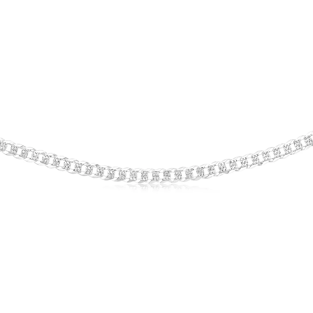 Sterling Silver Beveled Fancy Curb 160 Gauge 45cm Chain - Image 2