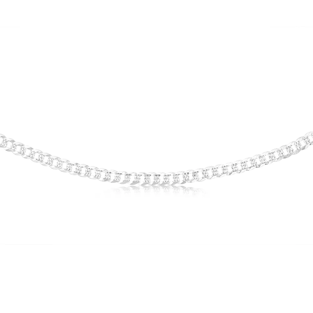 Sterling Silver Beveled Fancy Curb 160 Gauge 50cm Chain - Image 2