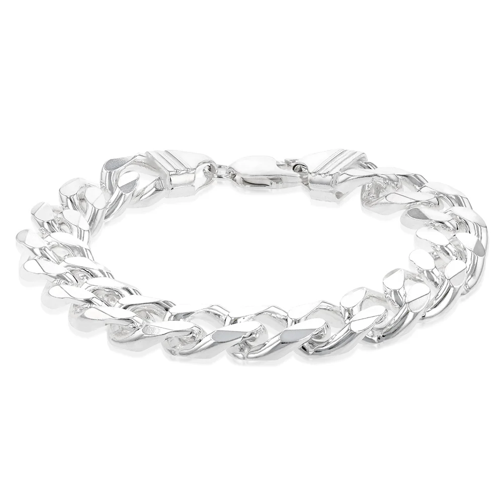 Sterling Silver Bevelled Curb 350 Gauge 21cm Bracelet - Image 2