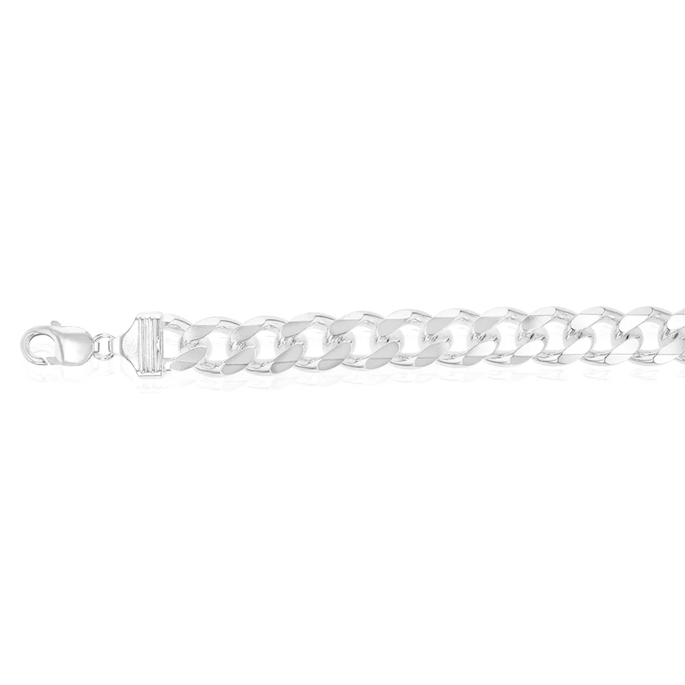 Sterling Silver Bevelled Curb 350 Gauge 21cm Bracelet - Image 3