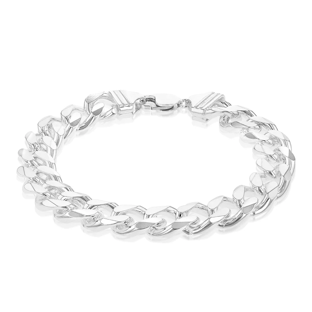 Sterling Silver Bevelled Curb 350 Gauge 24cm  Bracelet - Image 2