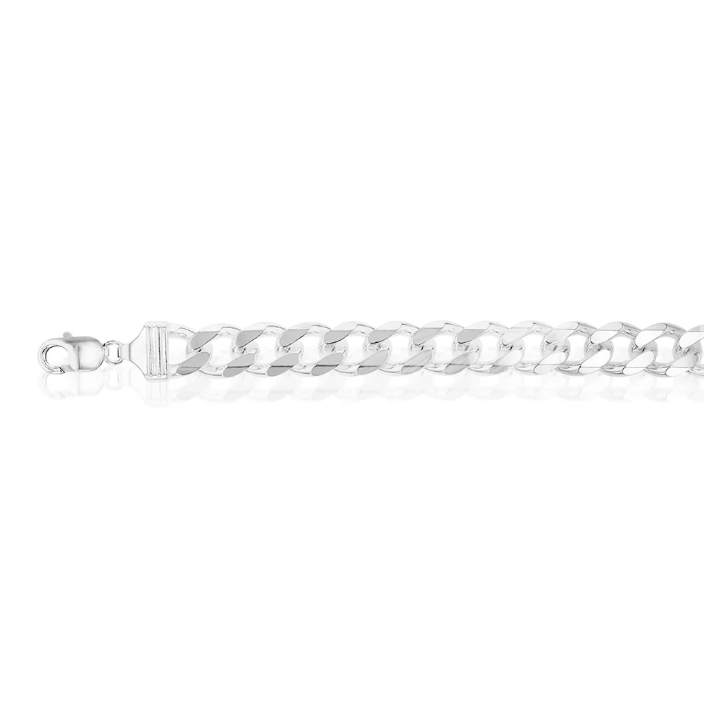 Sterling Silver Bevelled Curb 350 Gauge 24cm  Bracelet - Image 3