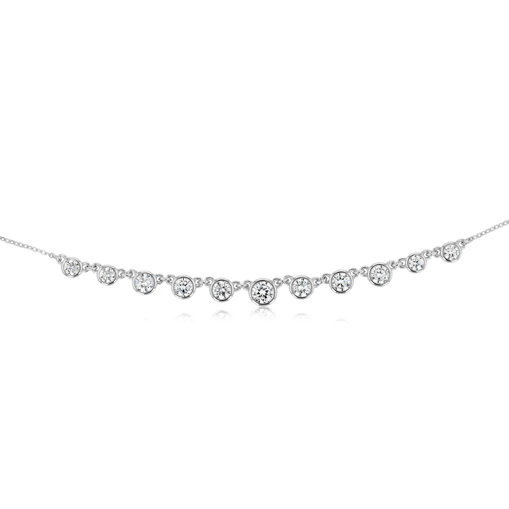 Sterling Silver Bezel Set Cubic Zirconia Charm Fancy 40+5cm Chain - Image 2