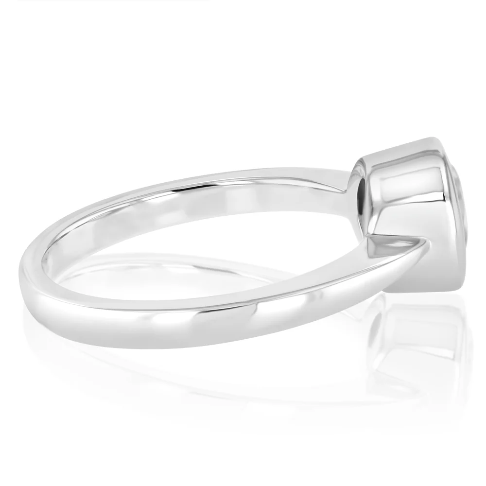 Sterling Silver Bezel Set Round White Cubic Zirconia Ring - Image 2