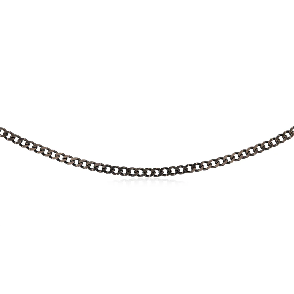 Sterling Silver Black Rhodium Plated Curb 150 Gauge 50cm Chain - Image 2