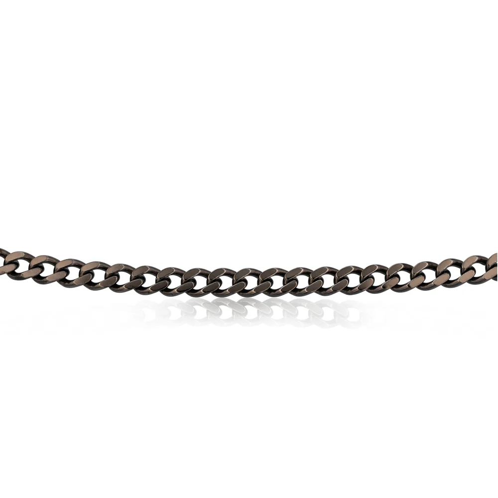 Sterling Silver Black Rhodium Plated Curb 150 Gauge 55cm Chain - Image 2