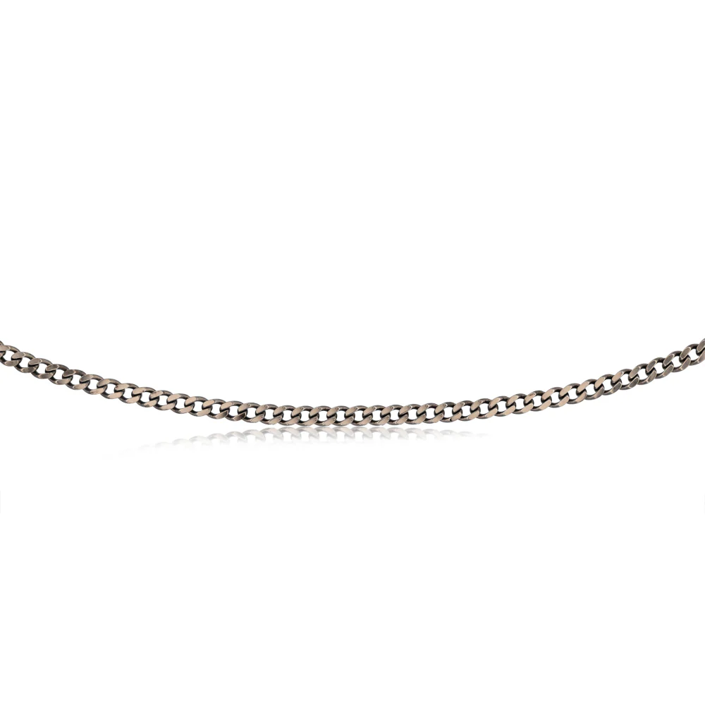 Sterling Silver Black Rhodium Plated Curb 150 Gauge 55cm Chain - Image 3