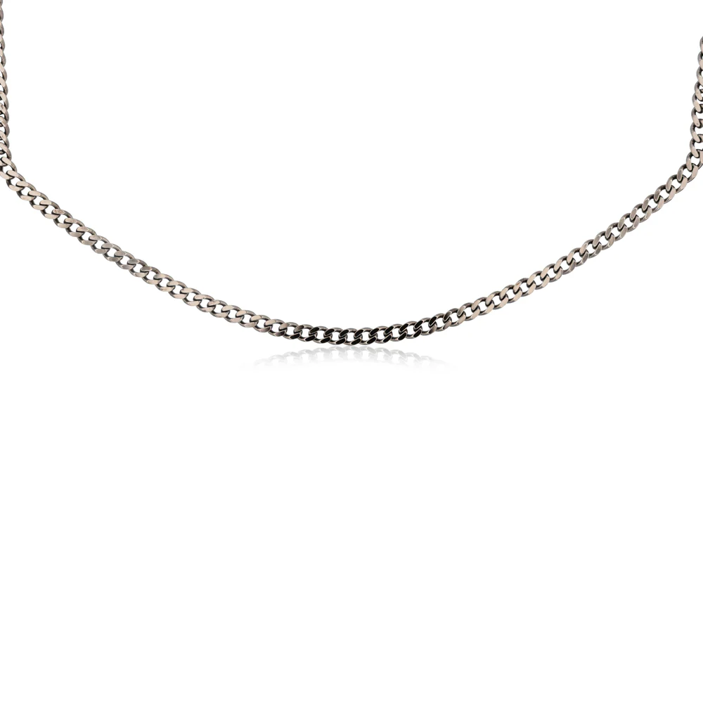 Sterling Silver Black Rhodium Plated Curb 150 Gauge 55cm Chain - Image 4