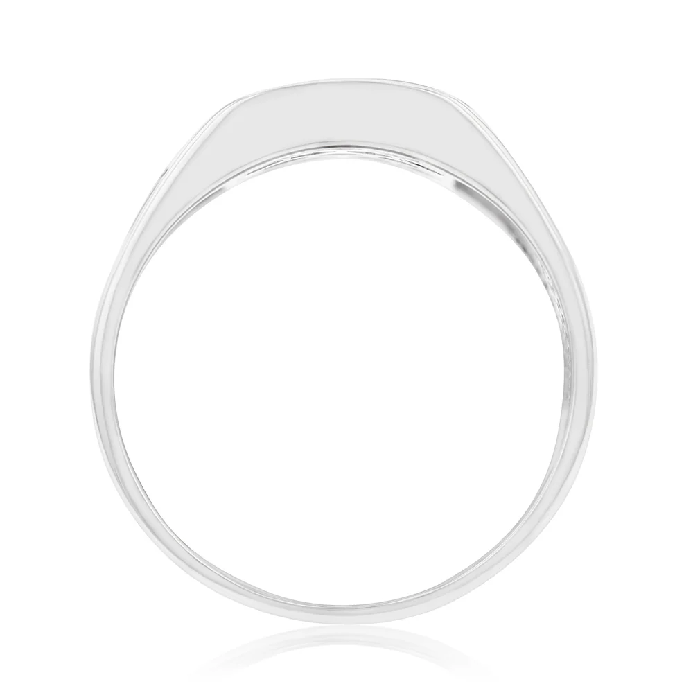 Sterling Silver Black Square With Greek Pattern Gents Ring - Image 2