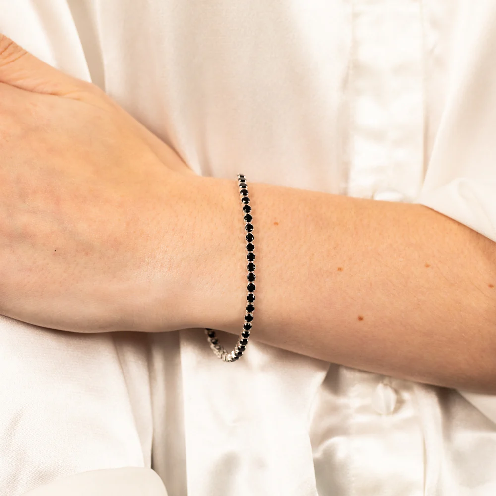 Sterling Silver Black Zirconia 19cm Tennis Bracelet - Image 3