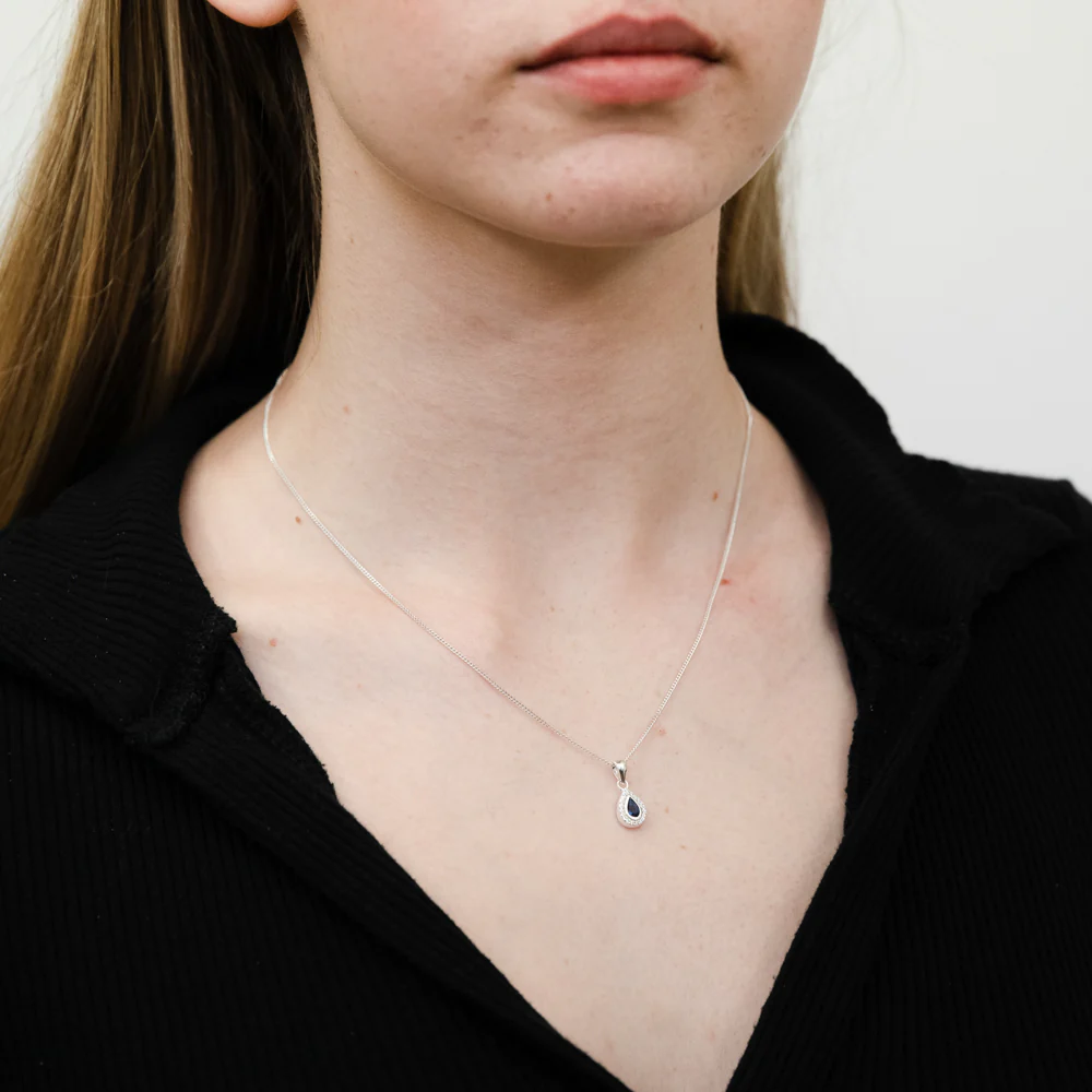 Sterling Silver Blue And White Tear Drop Pendant - Image 2