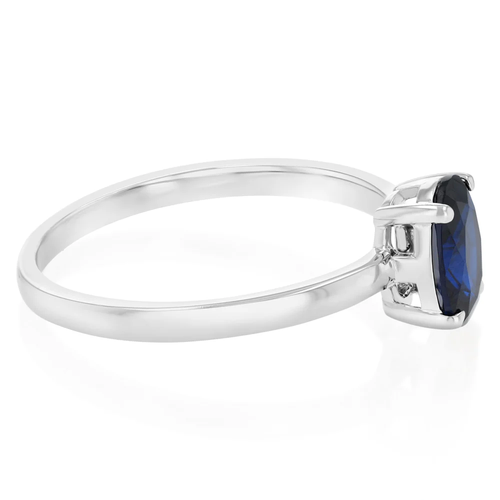 Sterling Silver Blue Cubic Zirconia Oval Ring - Image 2